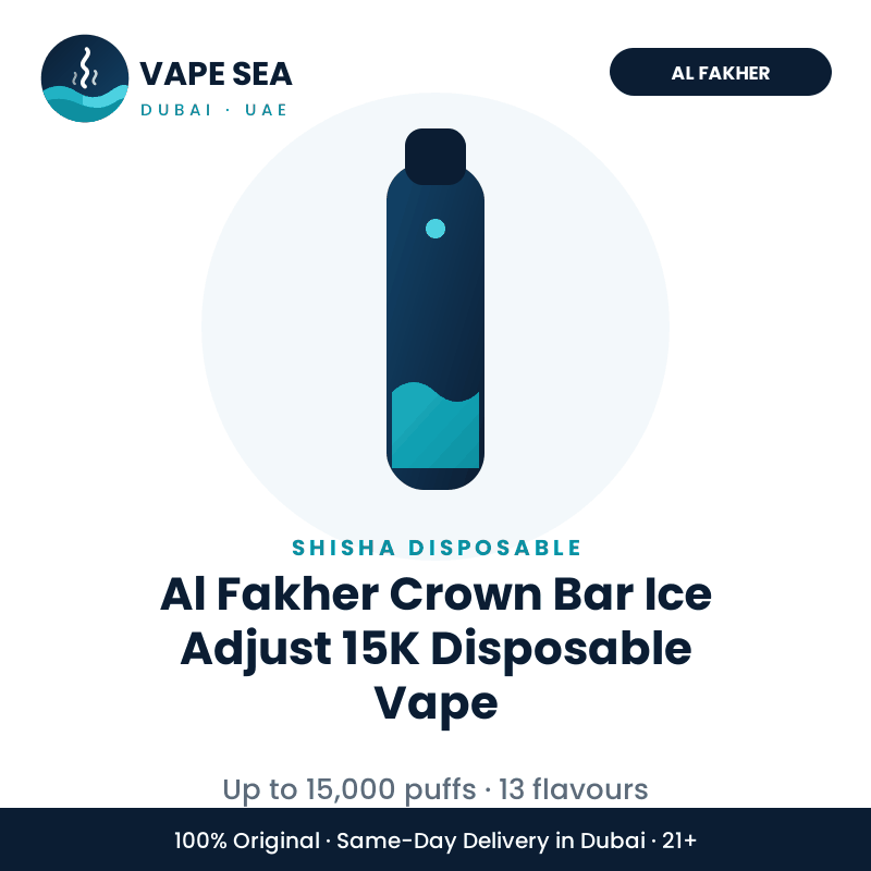 Al Fakher Crown Bar Ice Adjust 15K Disposable Vape – Vape Sea Dubai